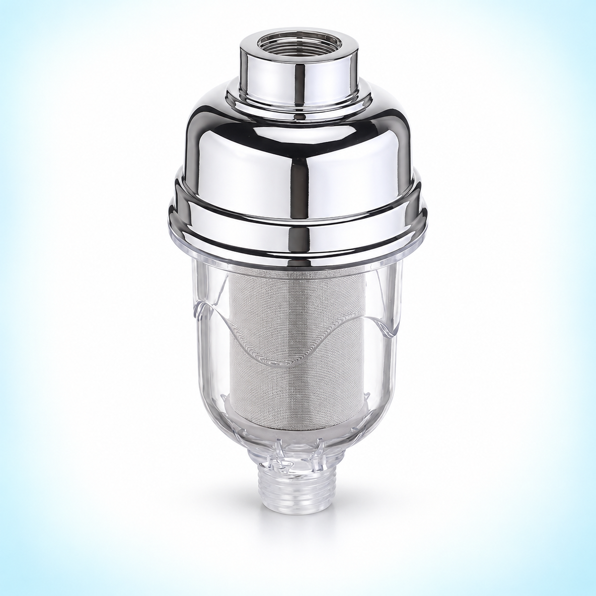 inline water filter - Chrome / Mesh / Clear Outlet