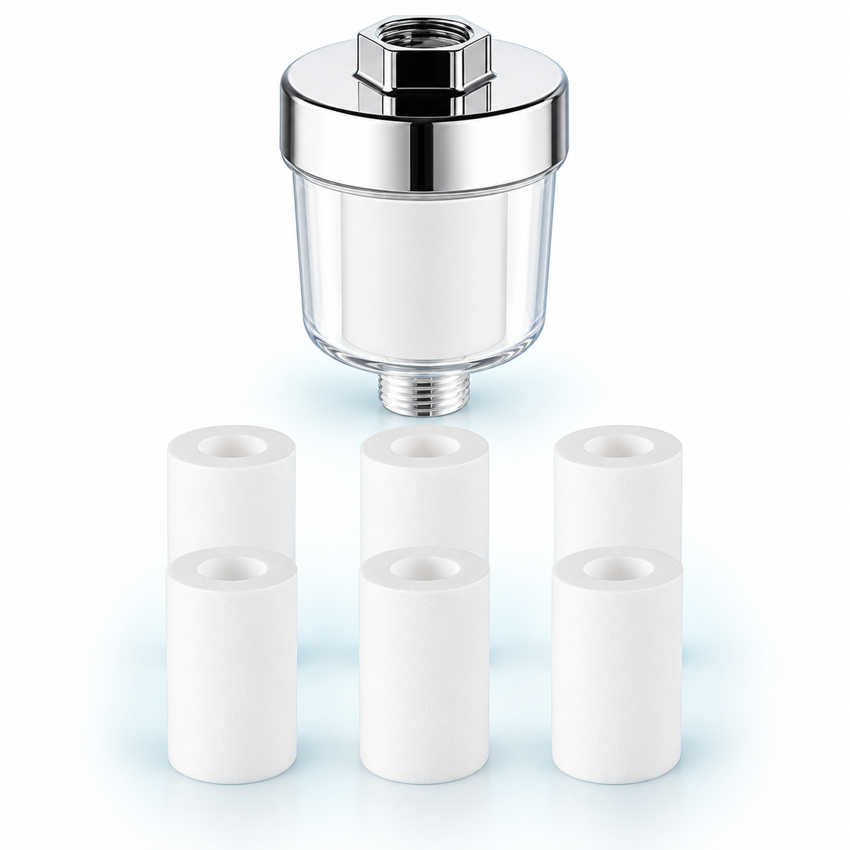 inline shower filter and selected cartridge bundle