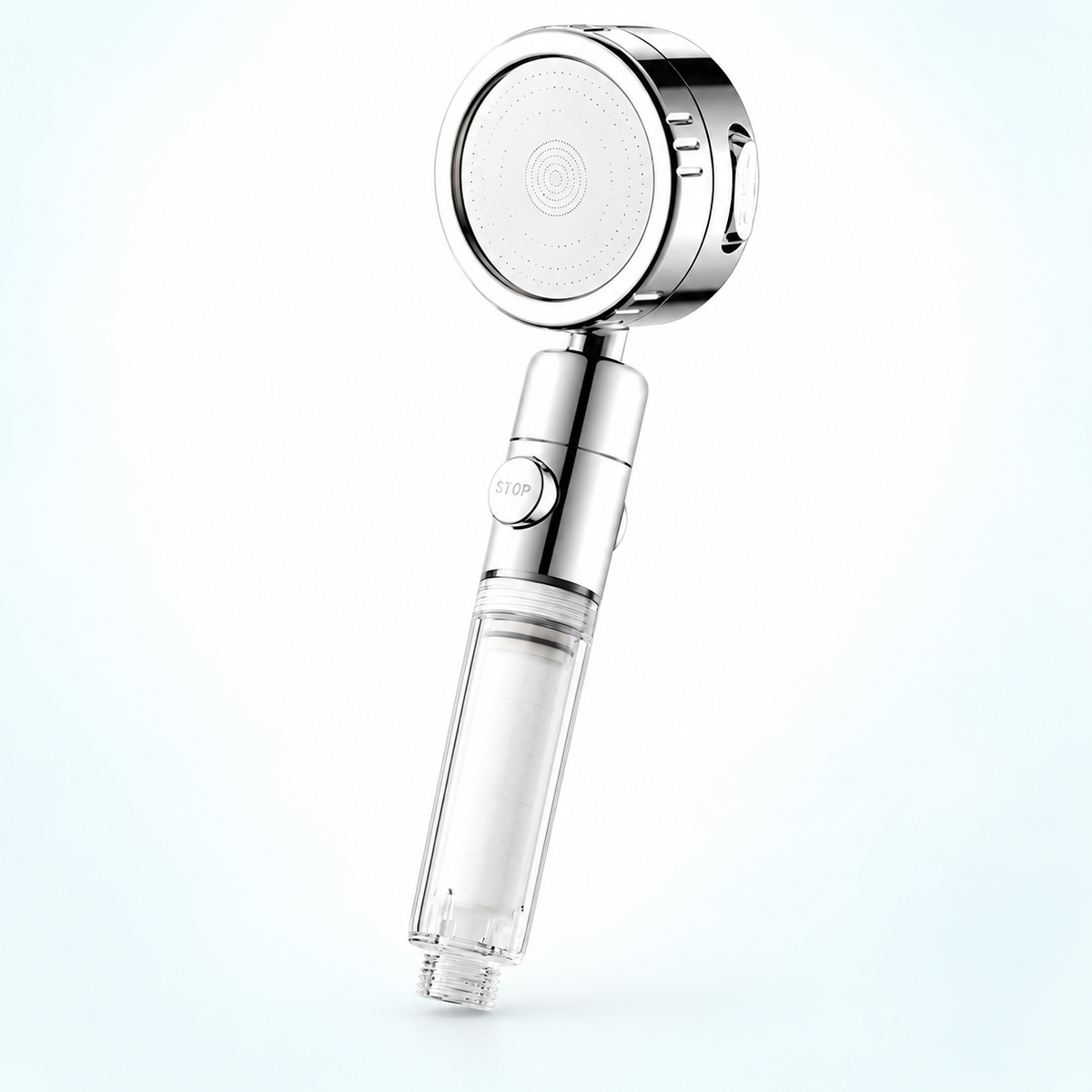 Three-mode clear-handle filtered showerhead - Silver / Head only