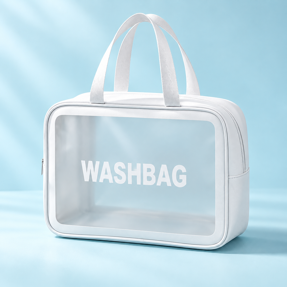 white travel wash bag - Large / 30 × 11 × 21 cm