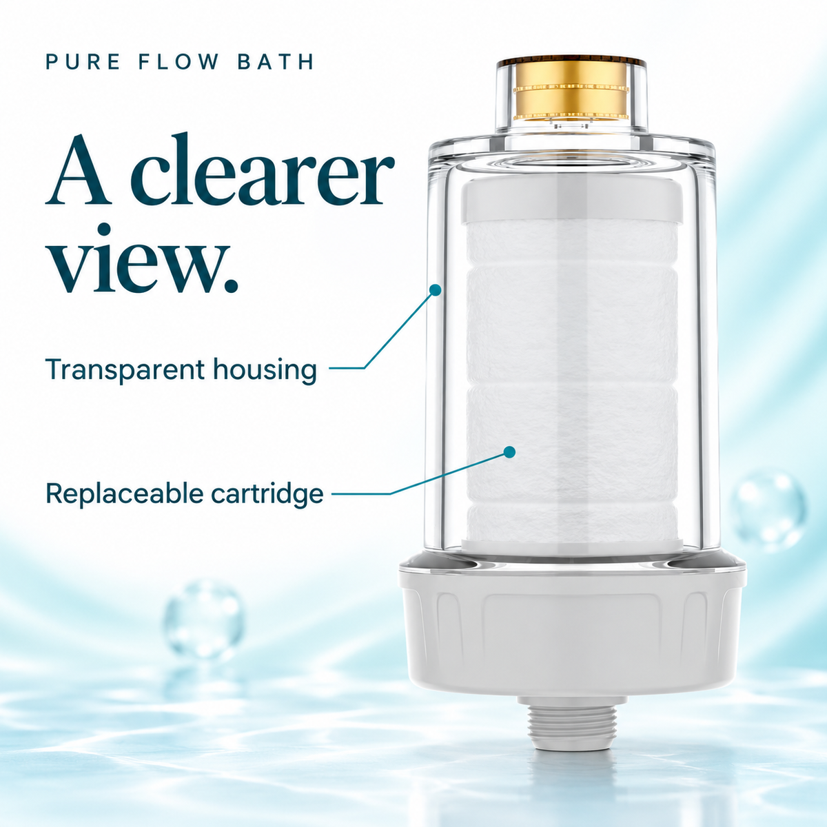 Pure Flow Bath inline filter housing view