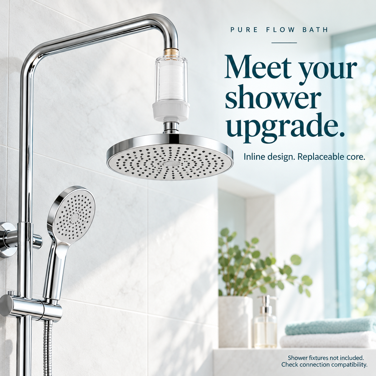 Pure Flow Bath inline filter shower view