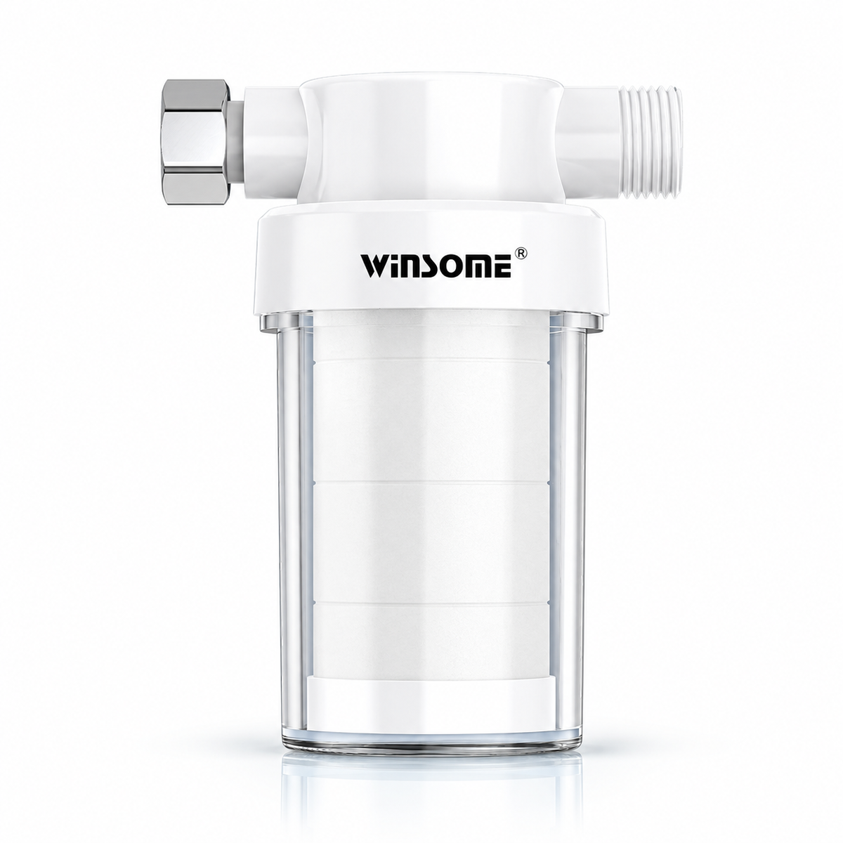 White inline water filter