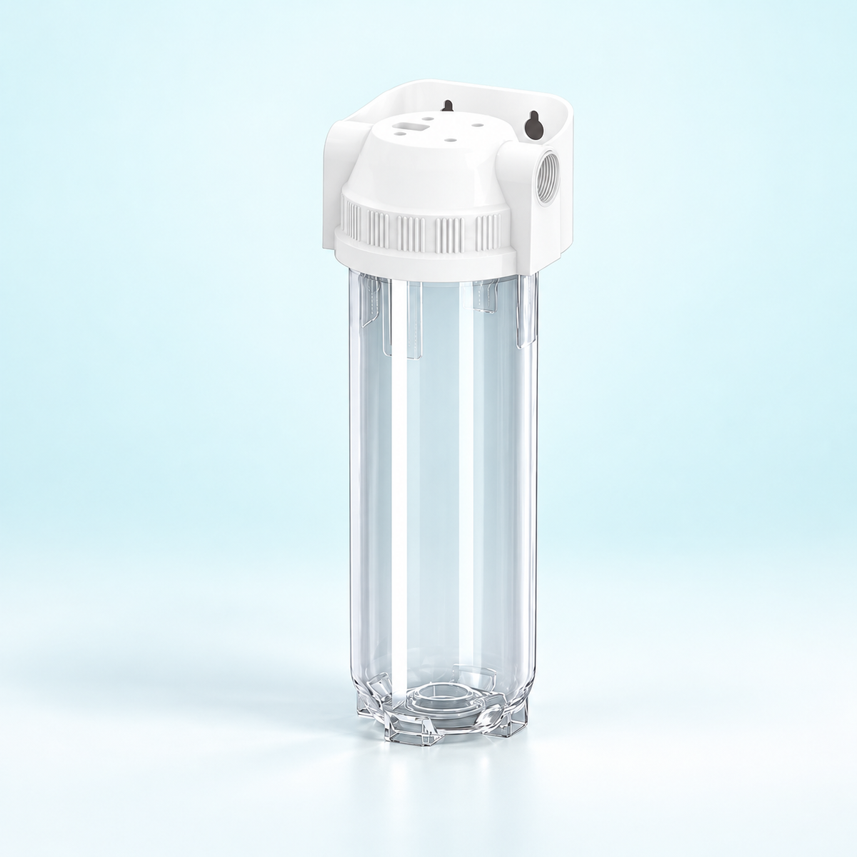 transparent 10-inch filter housing - 1/2 in Plastic Thread / With Bracket