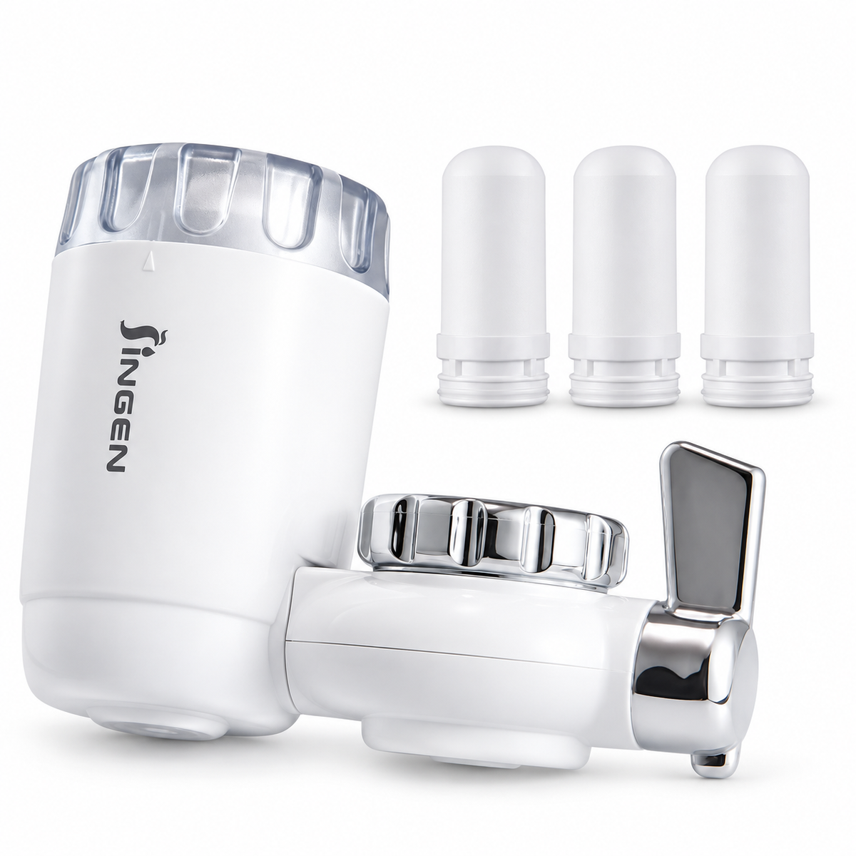 JN-18 faucet filter with 4 Total Cartridges including one installed