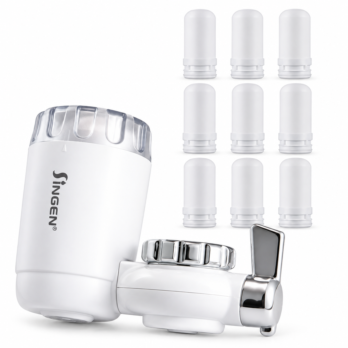 JN-18 faucet filter with 10 Total Cartridges including one installed