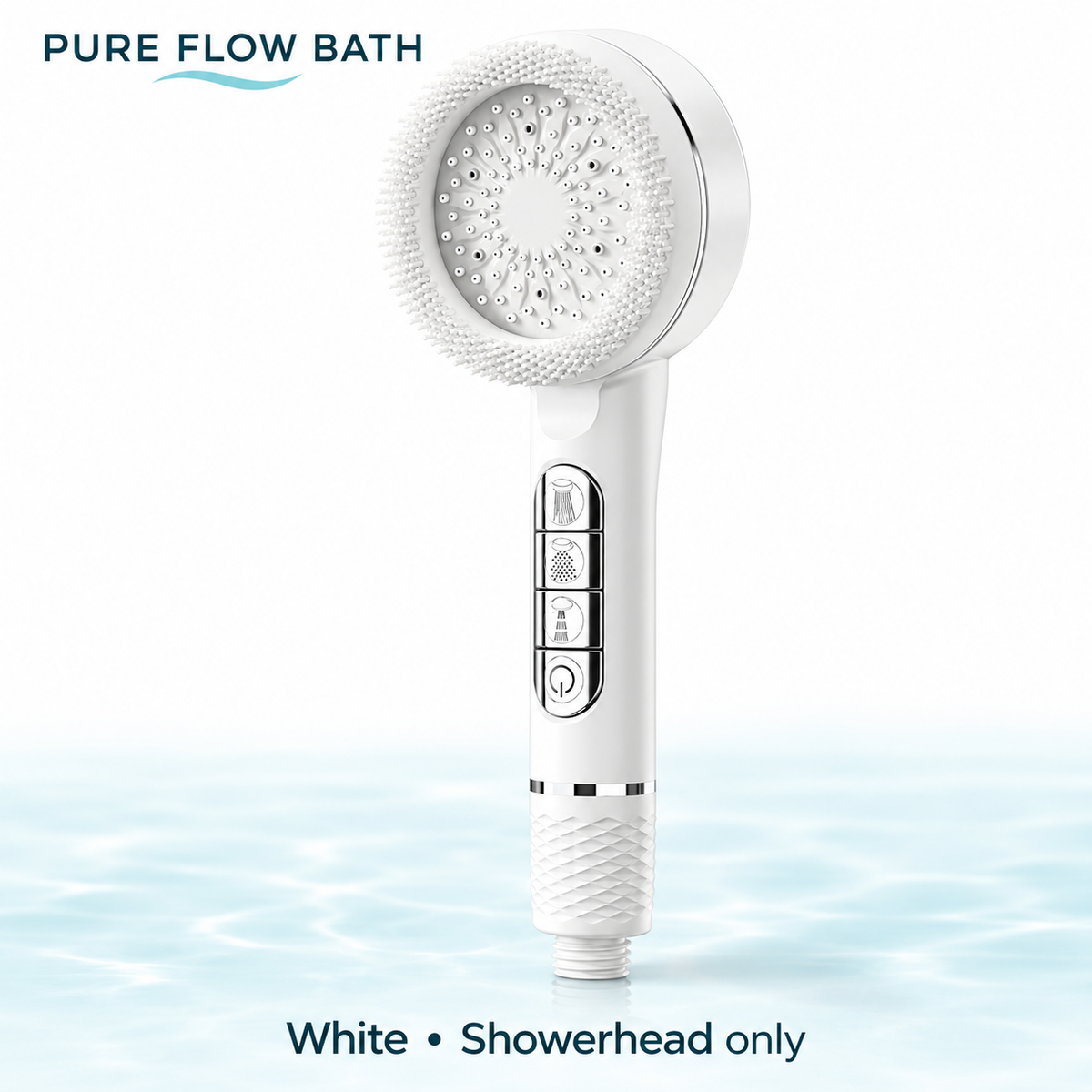 Pure Flow Bath Piano Showerhead — White, Showerhead only