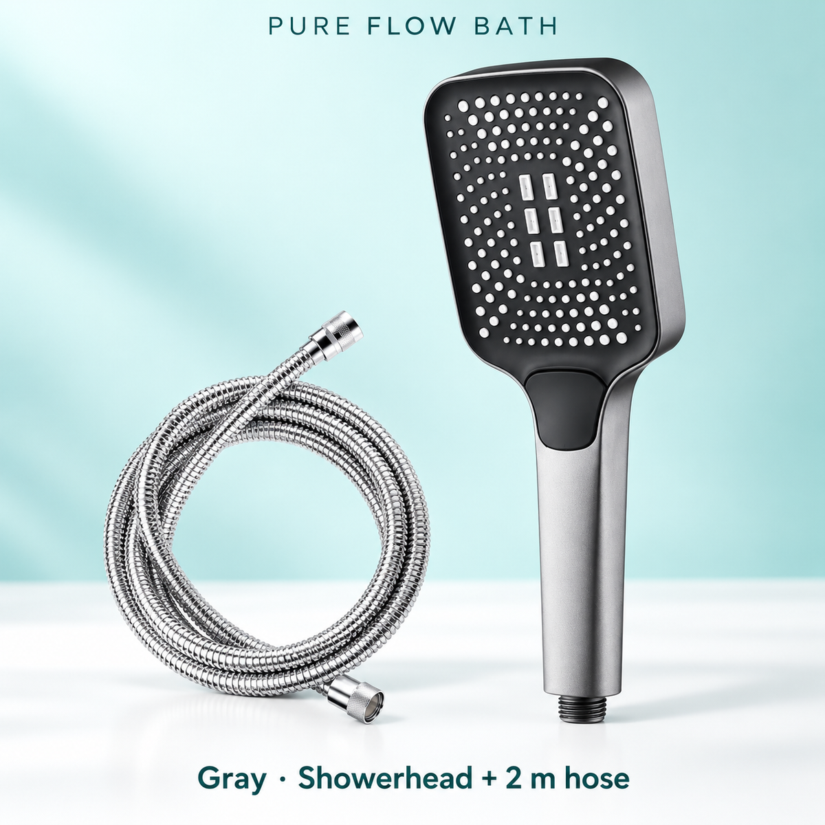 Pure Flow Bath Gray · Showerhead + 2 m hose