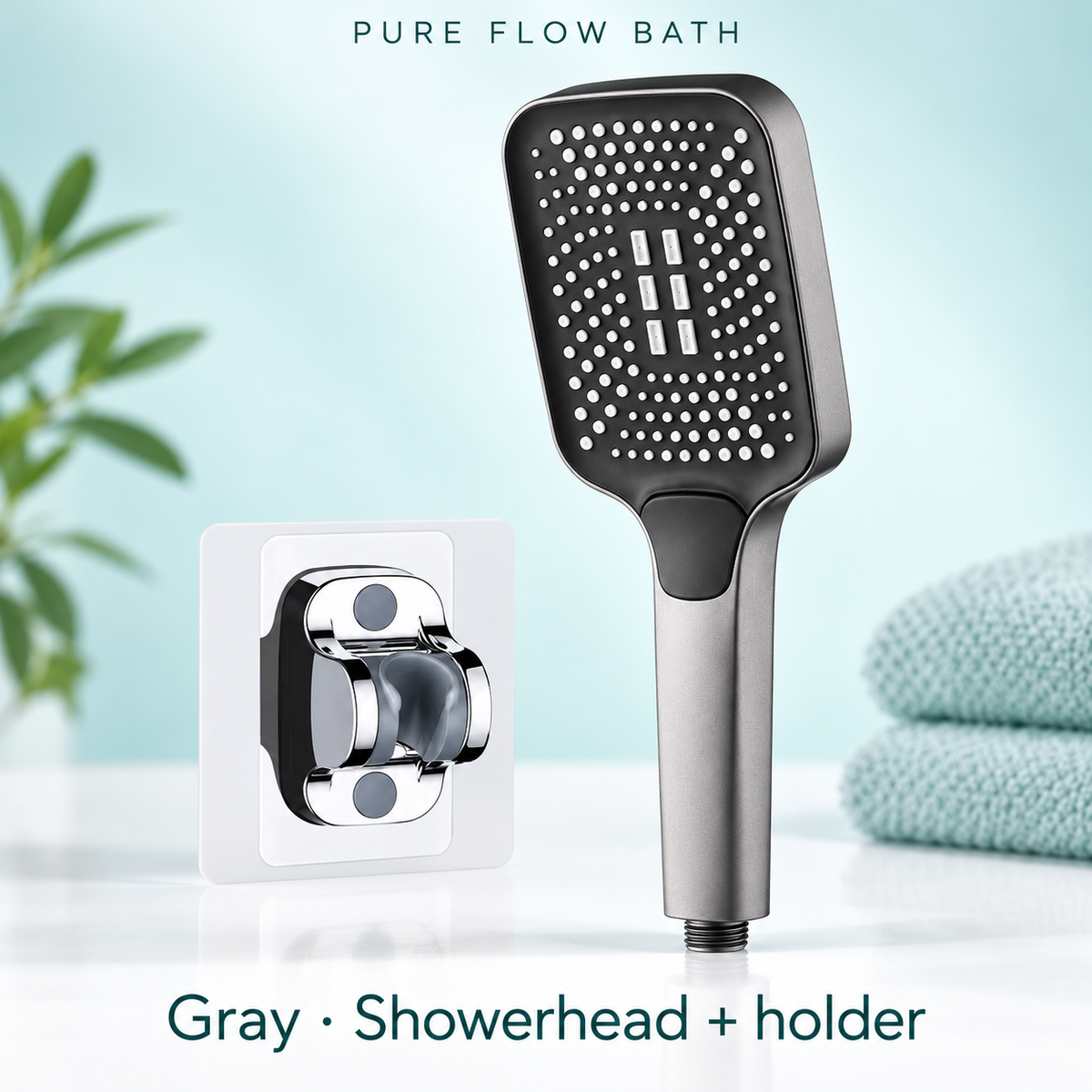Pure Flow Bath Gray · Showerhead + holder