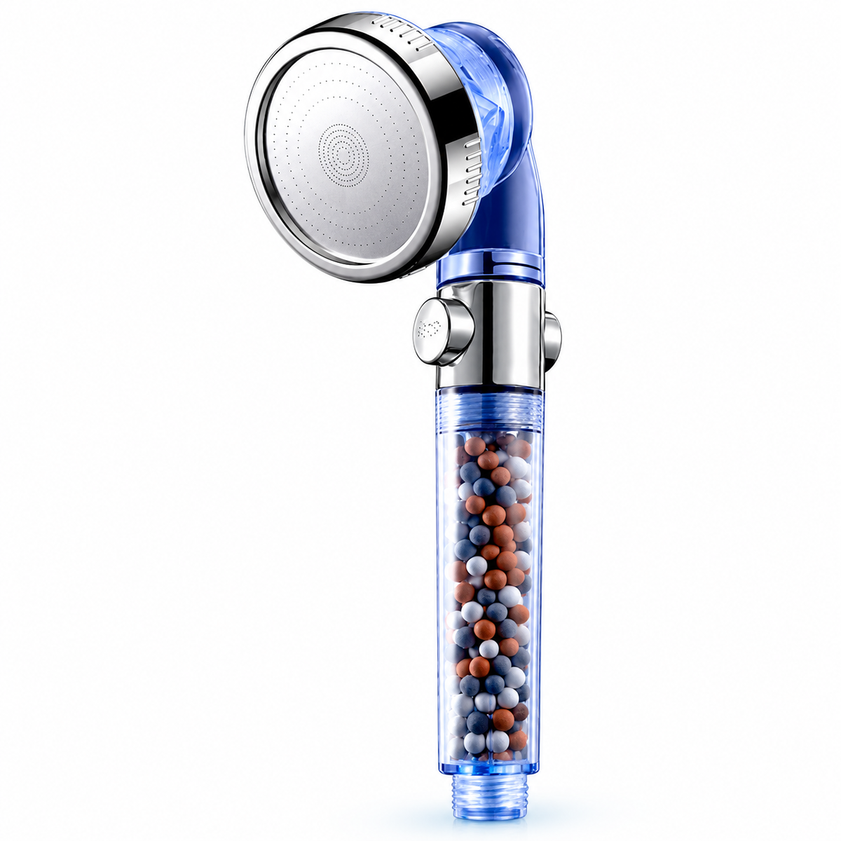 3-Mode Bead Filter Handheld Shower Head with Stop Button - Sky blue - Head only
