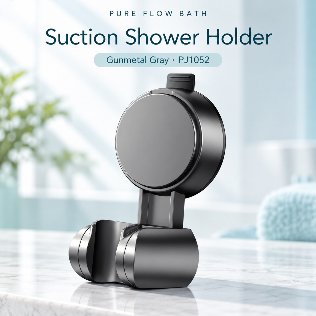 Pure Flow Bath Suction Shower Holder — Gunmetal Gray · PJ1052