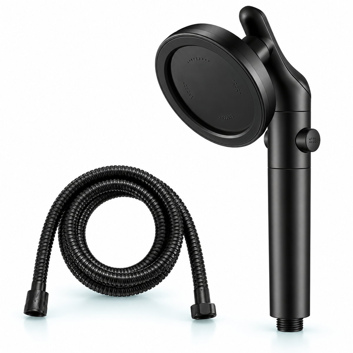 Black swivel filtered handheld shower head, Head + 1.5 m Hose