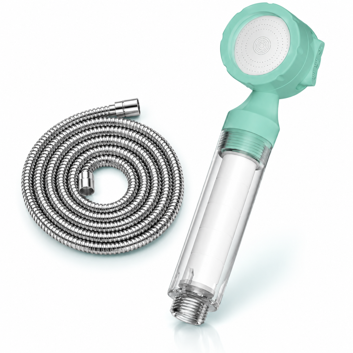 Avocado Green three-mode filtered travel shower head, Head + 1.5 m Hose