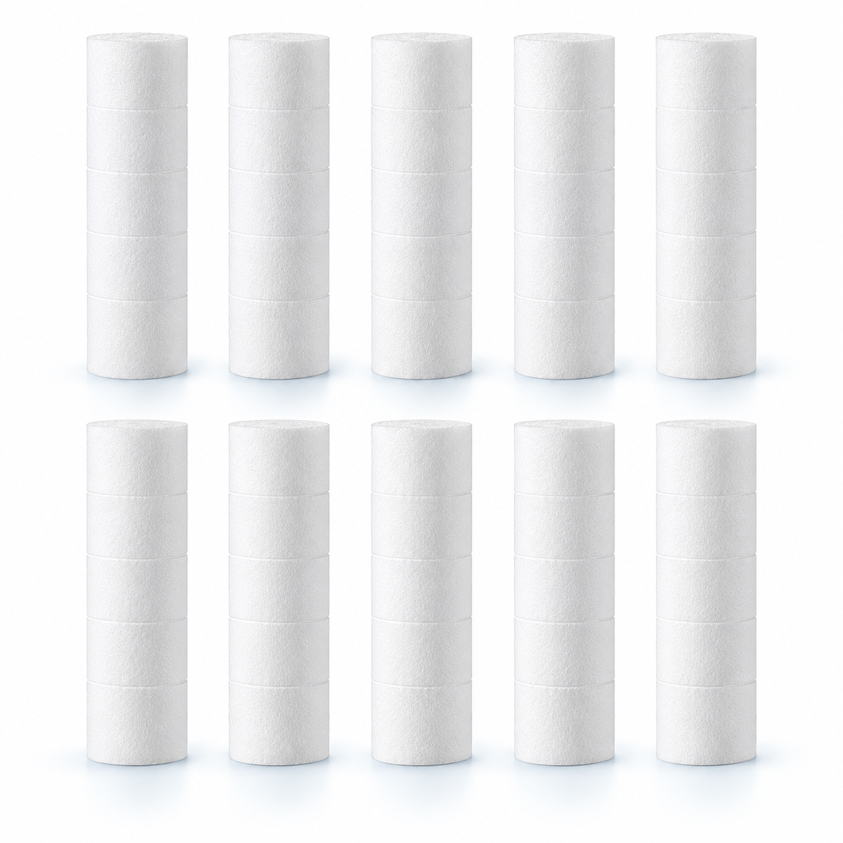 Ten uncapped replacement filter inserts for three-mode travel shower head