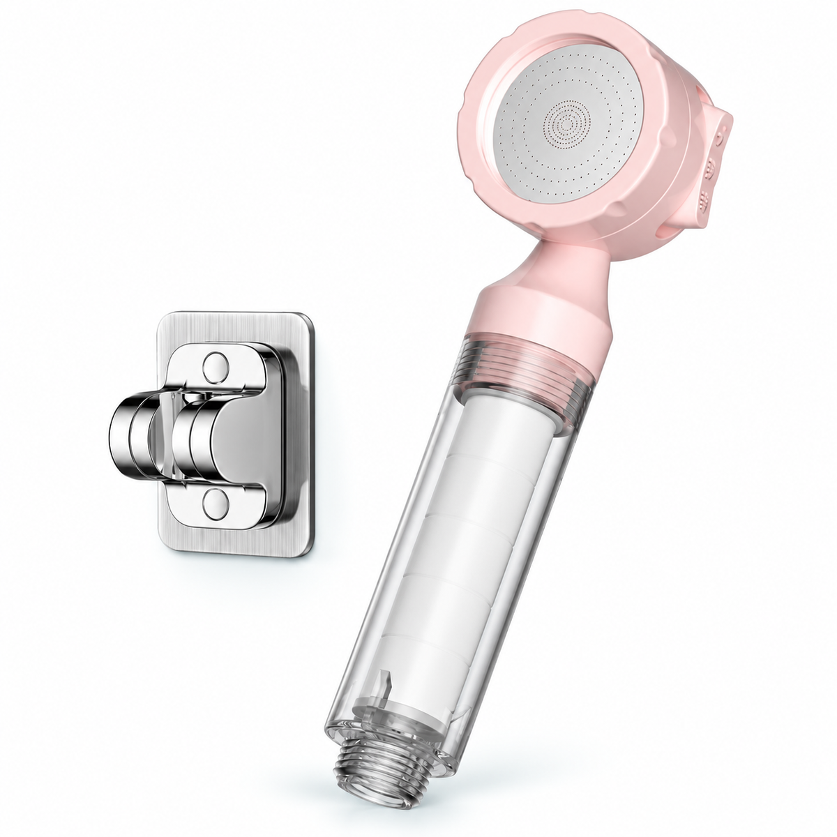 Sakura Pink three-mode filtered travel shower head, Head + Holder