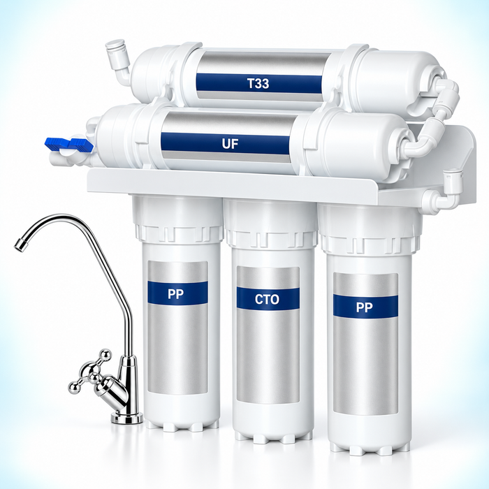 Small under-sink ultrafiltration unit with faucet