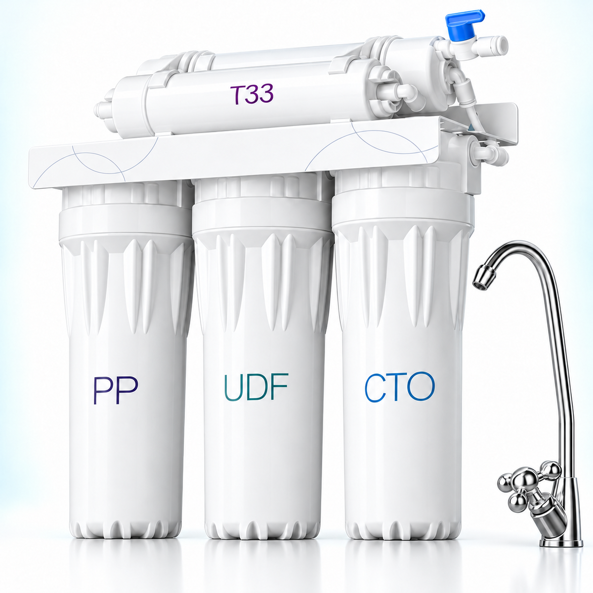 Large under-sink ultrafiltration unit with faucet