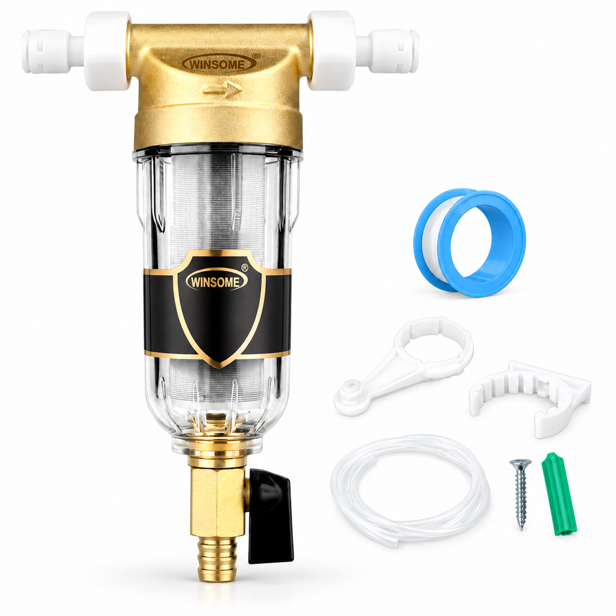 sediment pre-filter - 1/2 in body + 1/4 in adapters
