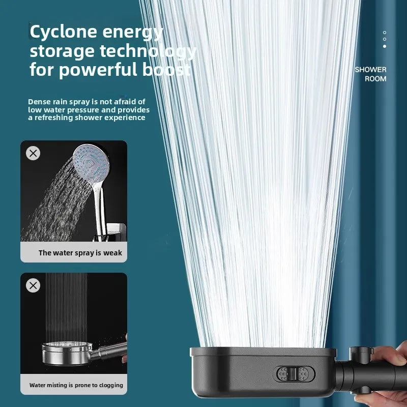 Handheld Filtered Shower Head — High Pressure | Multiple Spray Modes | Elegant Black