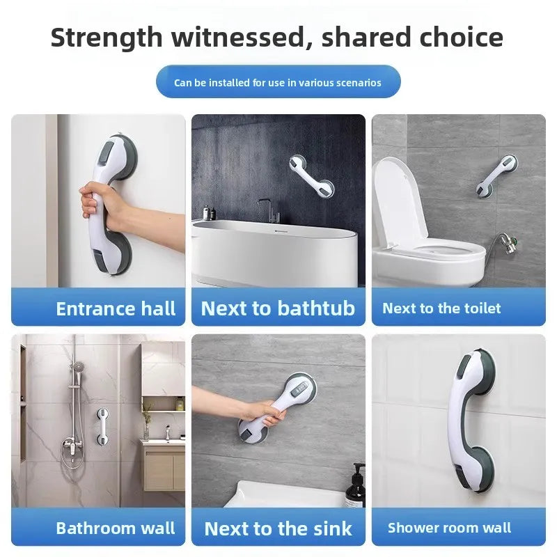 Suction Cup Shower Safety Handle — No-Drill Bathroom Grab Bar for Elderly & Disabled