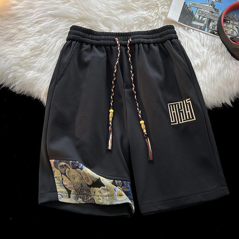 Tapestry Patch Shorts — Heavyweight Waffle Knit