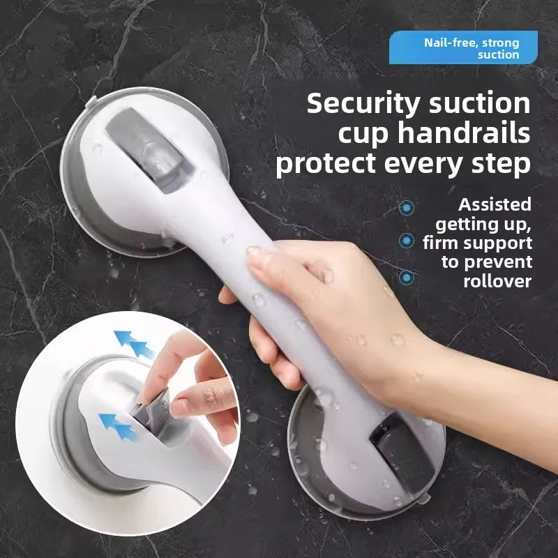 Suction Cup Shower Safety Handle — No-Drill Bathroom Grab Bar for Elderly & Disabled
