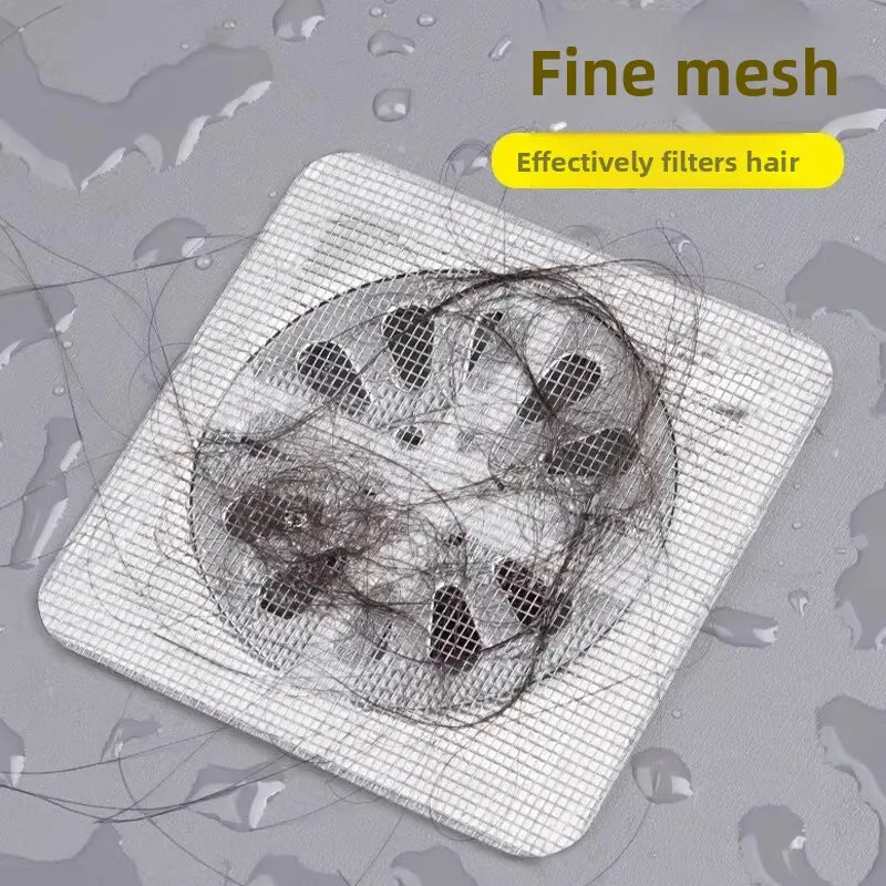 Shower Floor Drain Hair Catcher Stickers — 10-Pack Mesh Drain Filters, No-Tool Install