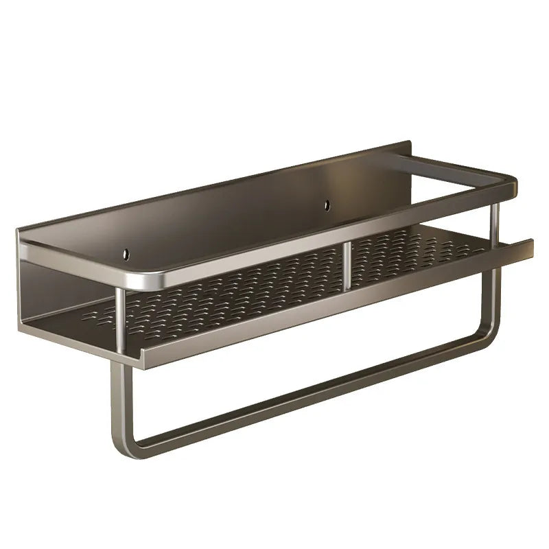 Wall-Mounted Bathroom Storage Shelf — No Drill | Dual Layer | Metal Organizer 15.7 Inch