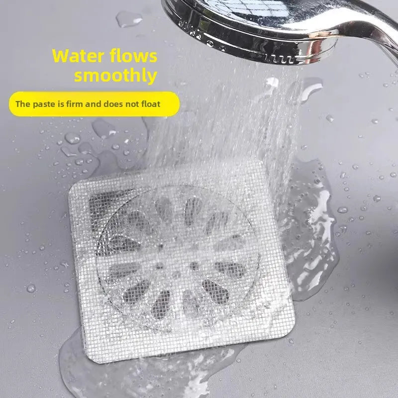 Shower Floor Drain Hair Catcher Stickers — 10-Pack Mesh Drain Filters, No-Tool Install