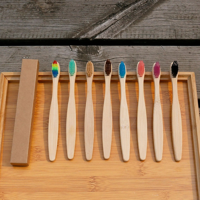 10-Pack Soft Bristle Bamboo Toothbrush Set for Kids — Eco-Friendly | Multiple Colors