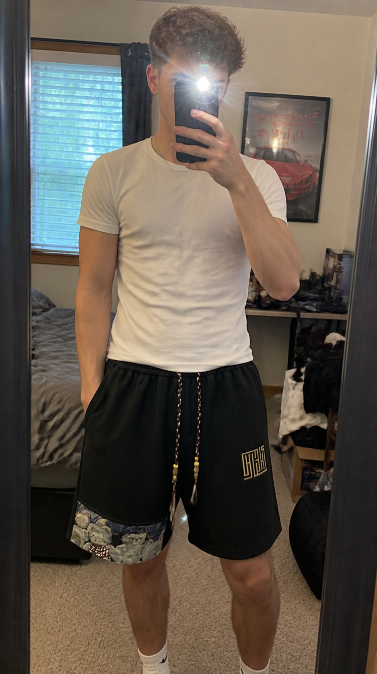 Tapestry Patch Shorts — Heavyweight Waffle Knit