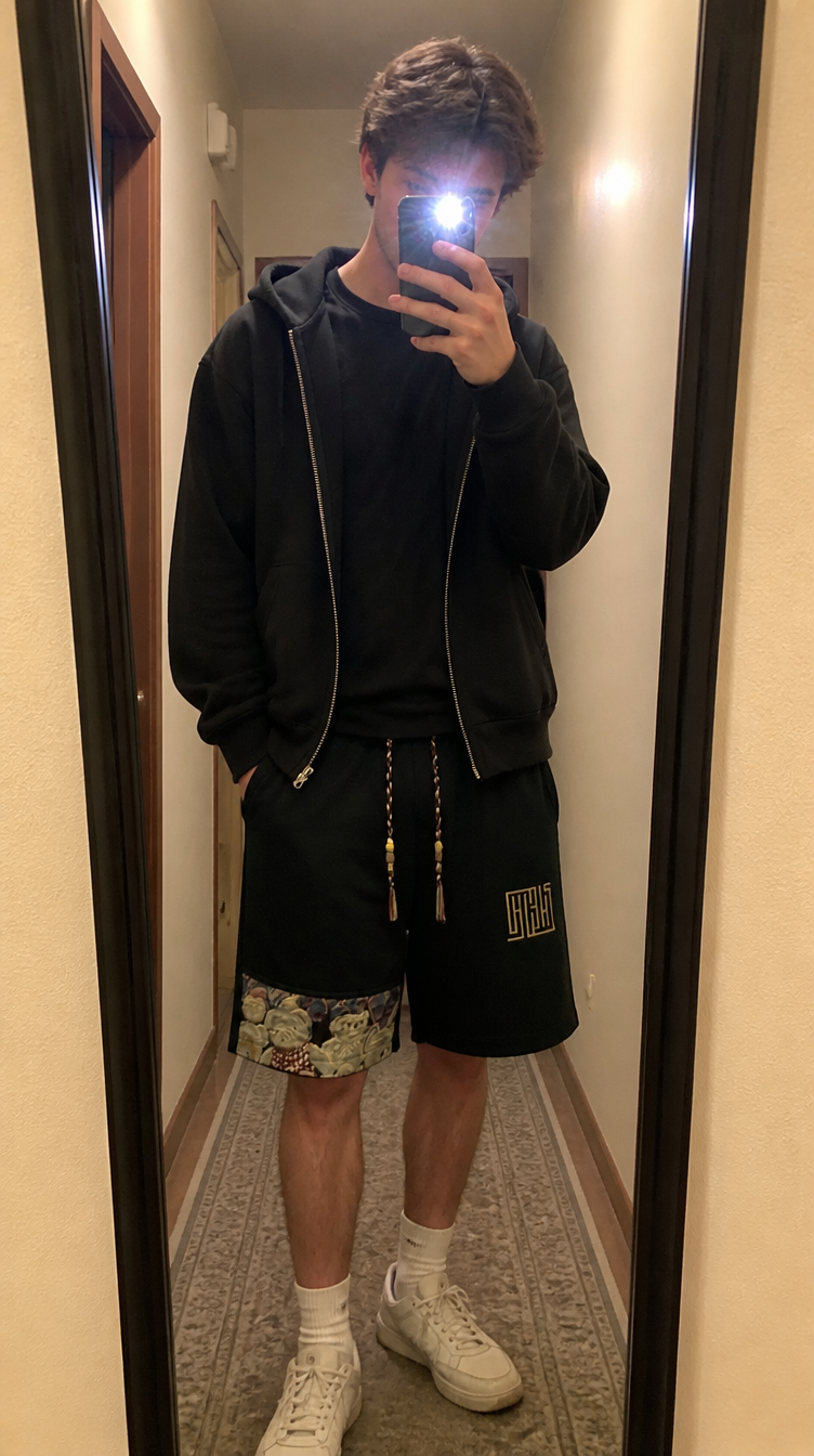 Tapestry Patch Shorts — Heavyweight Waffle Knit