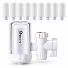JN15 faucet filter with 10 total cartridges including one installed