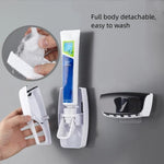 Wall Mount Toothbrush Holder Set — Automatic Toothpaste Dispenser & Cup | Bathroom Organizer