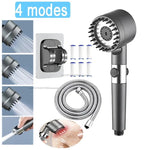 Filtered High Pressure Shower Head — One-Touch Water Stop | Massage Settings | Bathroom