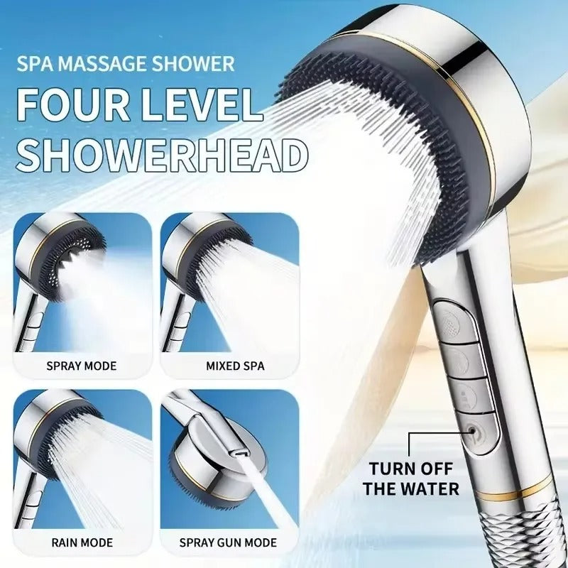 High-Pressure Filtered Shower Head — 4 Speed Settings | Removes Chlorine | Home Bathroom