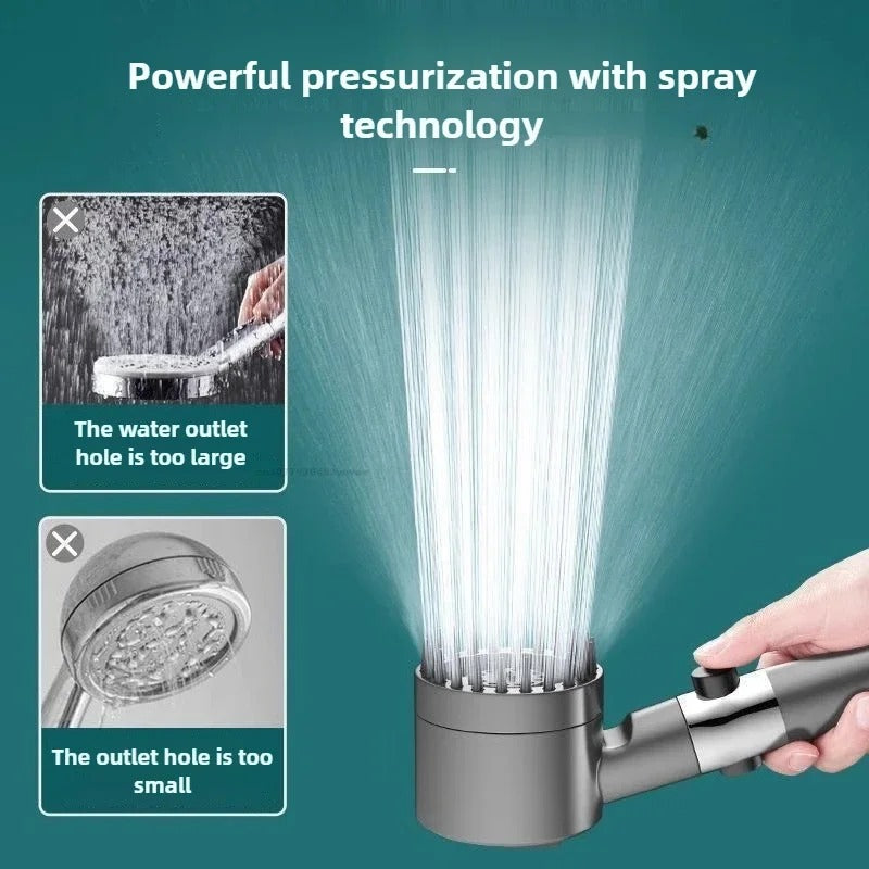 Filtered High Pressure Shower Head — One-Touch Water Stop | Massage Settings | Bathroom