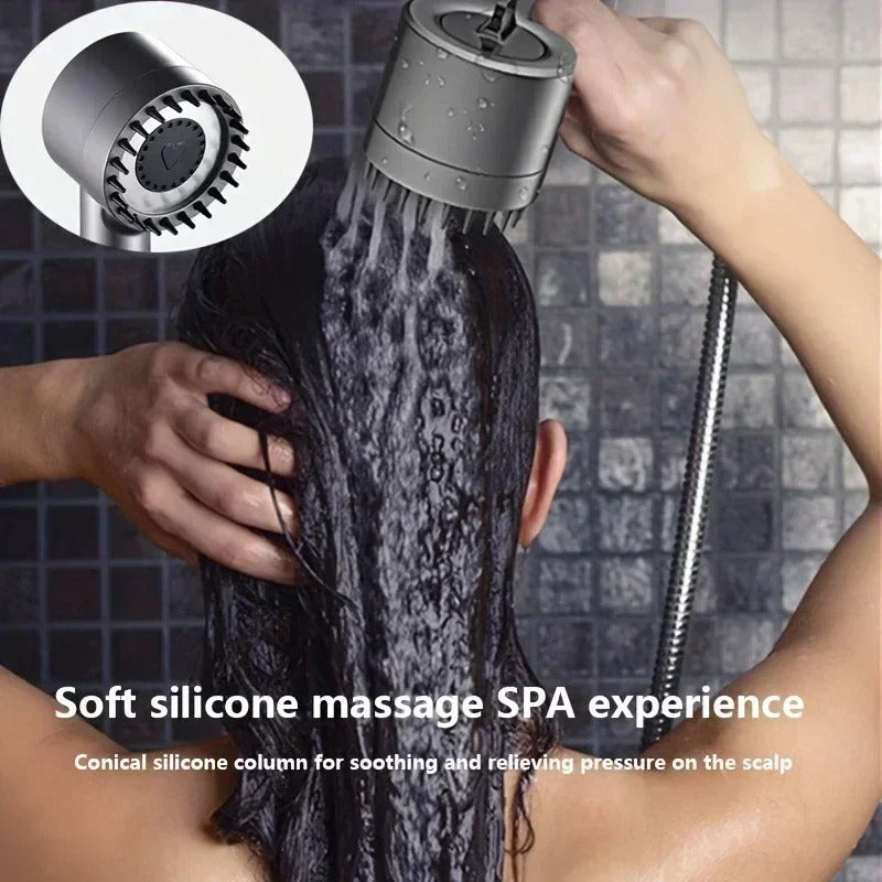 Filtered High Pressure Shower Head — One-Touch Water Stop | Massage Settings | Bathroom