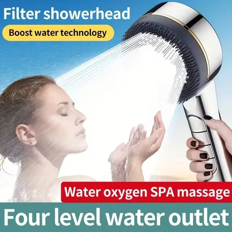 High-Pressure Filtered Shower Head — 4 Speed Settings | Removes Chlorine | Home Bathroom
