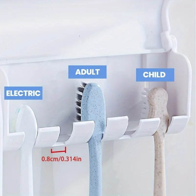 Wall Mount Toothbrush Holder Set — Automatic Toothpaste Dispenser & Cup | Bathroom Organizer