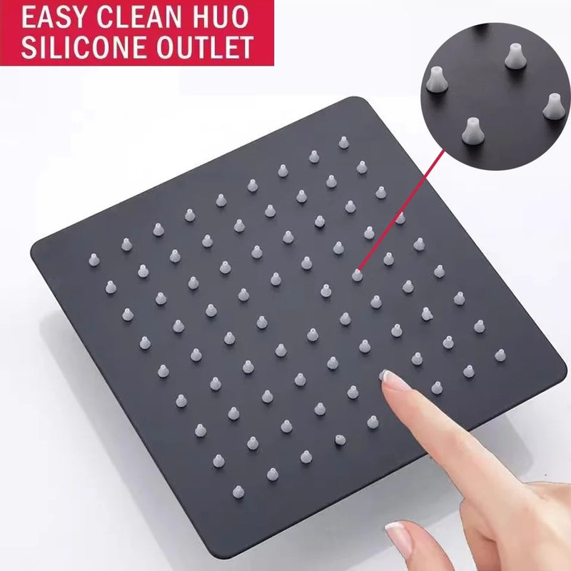Matte Black Stainless Steel Waterfall Shower Head — High Pressure Large Flow | Bathroom
