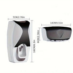 Wall Mount Toothbrush Holder Set — Automatic Toothpaste Dispenser & Cup | Bathroom Organizer