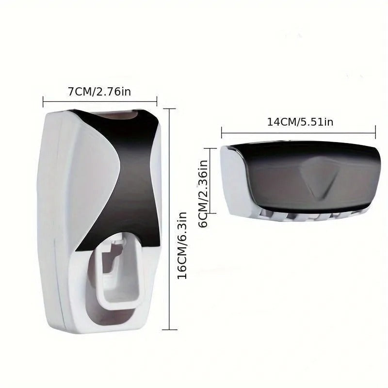 Wall Mount Toothbrush Holder Set — Automatic Toothpaste Dispenser & Cup | Bathroom Organizer