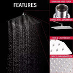 Matte Black Stainless Steel Waterfall Shower Head — High Pressure Large Flow | Bathroom
