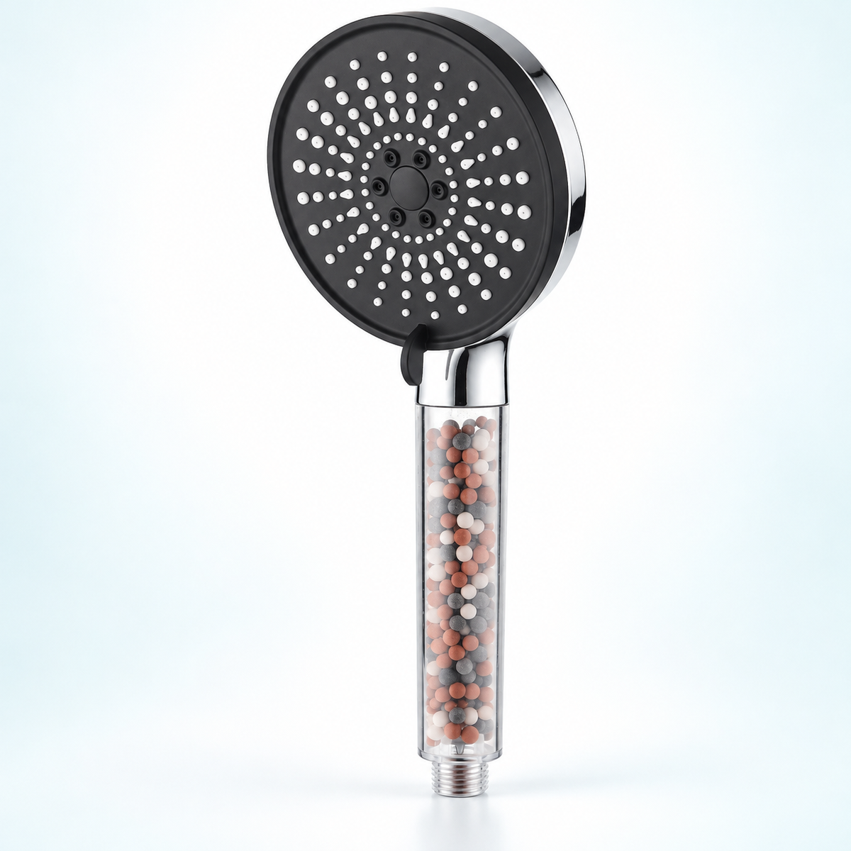 Five-mode bead showerhead - Black Spray Face / Chrome