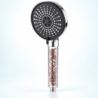 Five-mode bead showerhead - Black Spray Face / Chrome