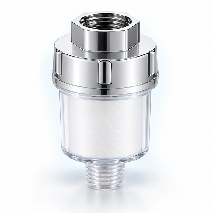 Small inline shower filter and selected refill bundle