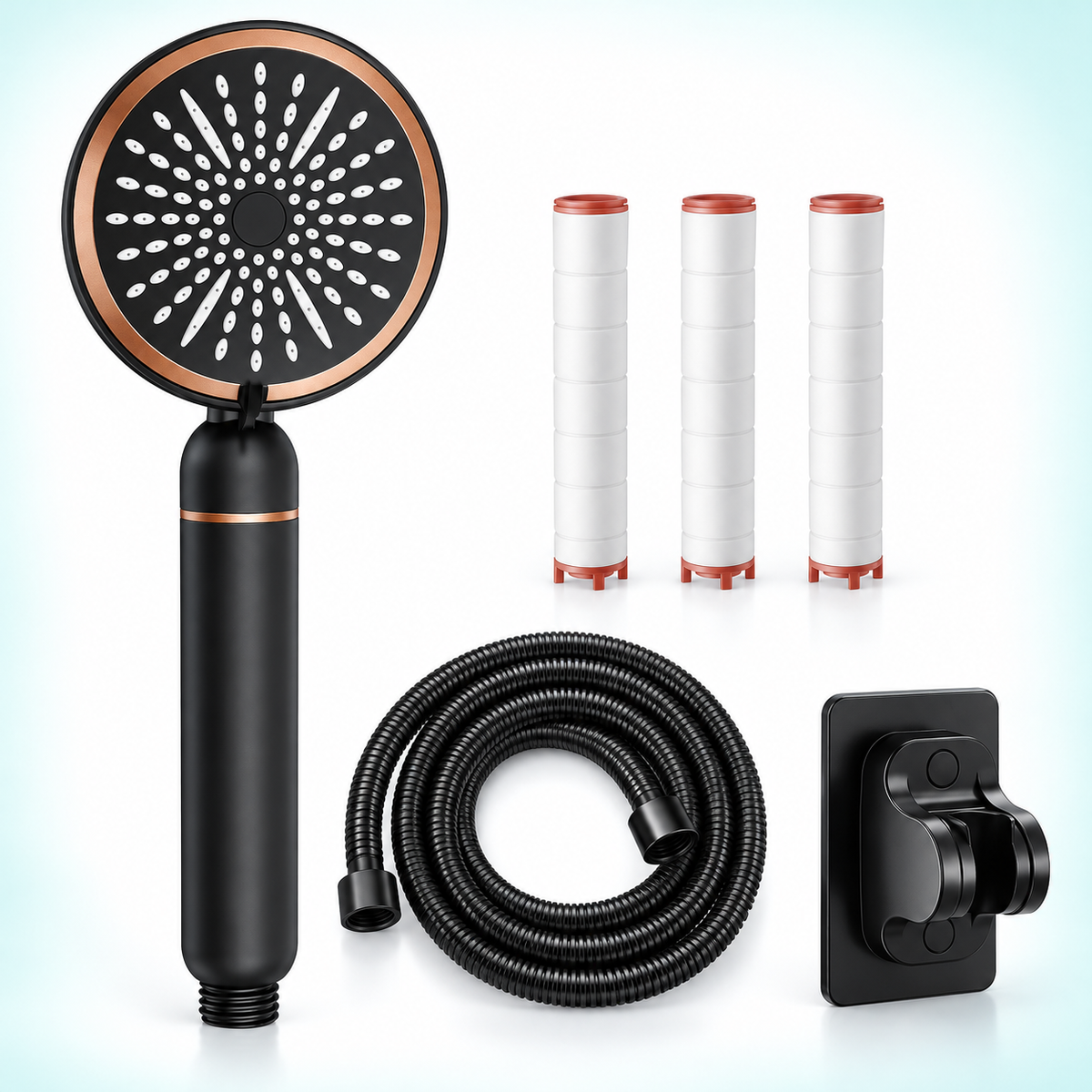 filtered handheld showerhead with selected accessories