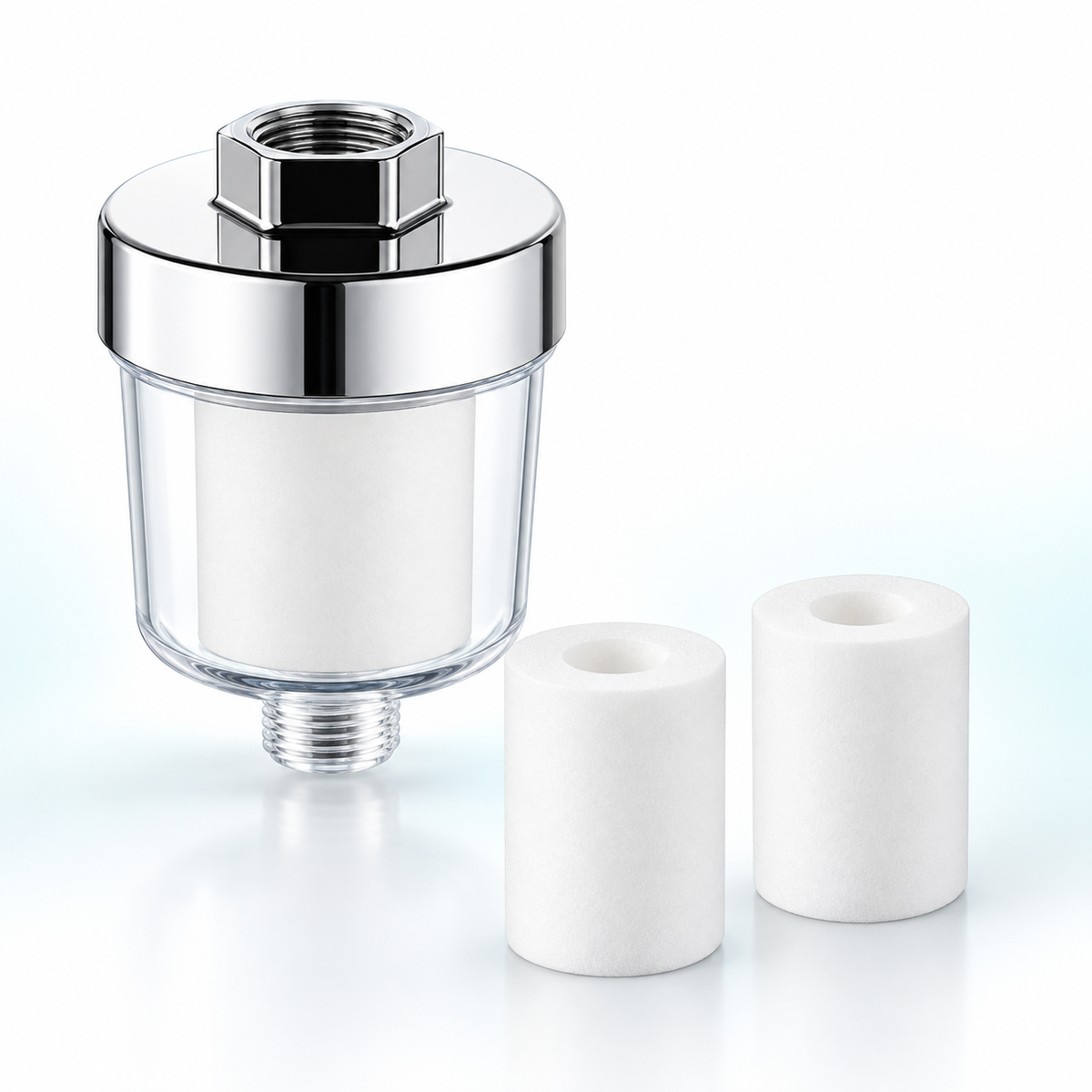 inline shower filter and selected cartridge bundle