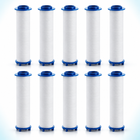 10 blue-cap PP cotton shower filter cartridges, 100 mm overall length